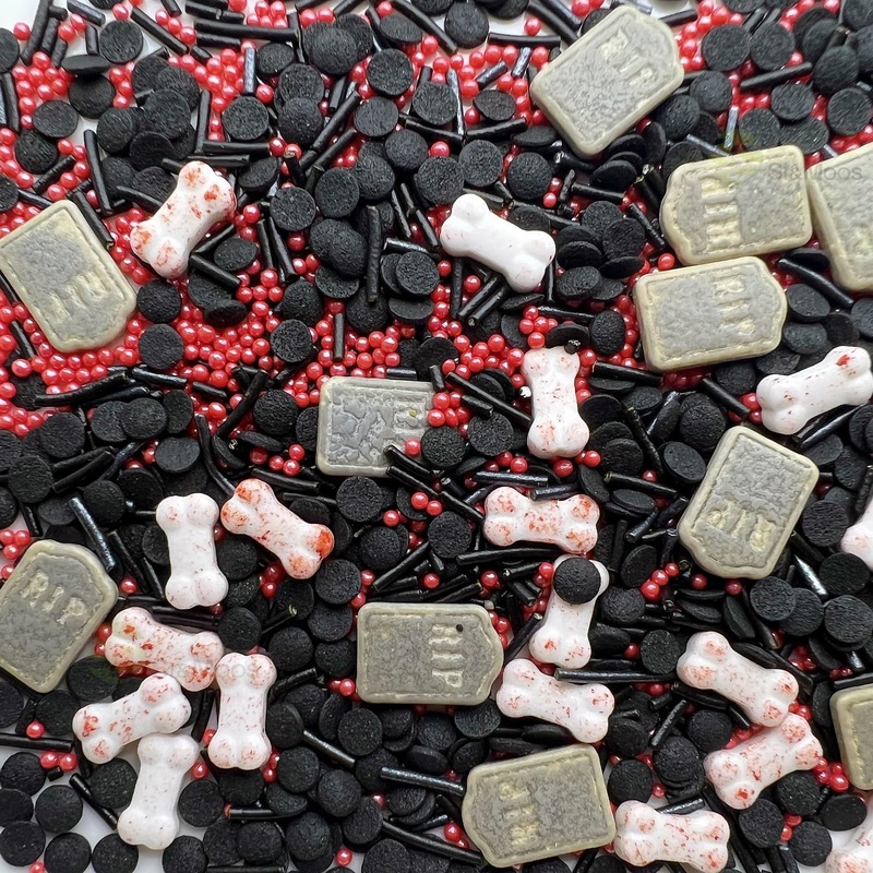 Se Si&Moos Edible Tombstones Bloody Bones Sprinkles Black And Red Sprinkles Halloween Sprinkles For Cake Decorating Tombstone Ca