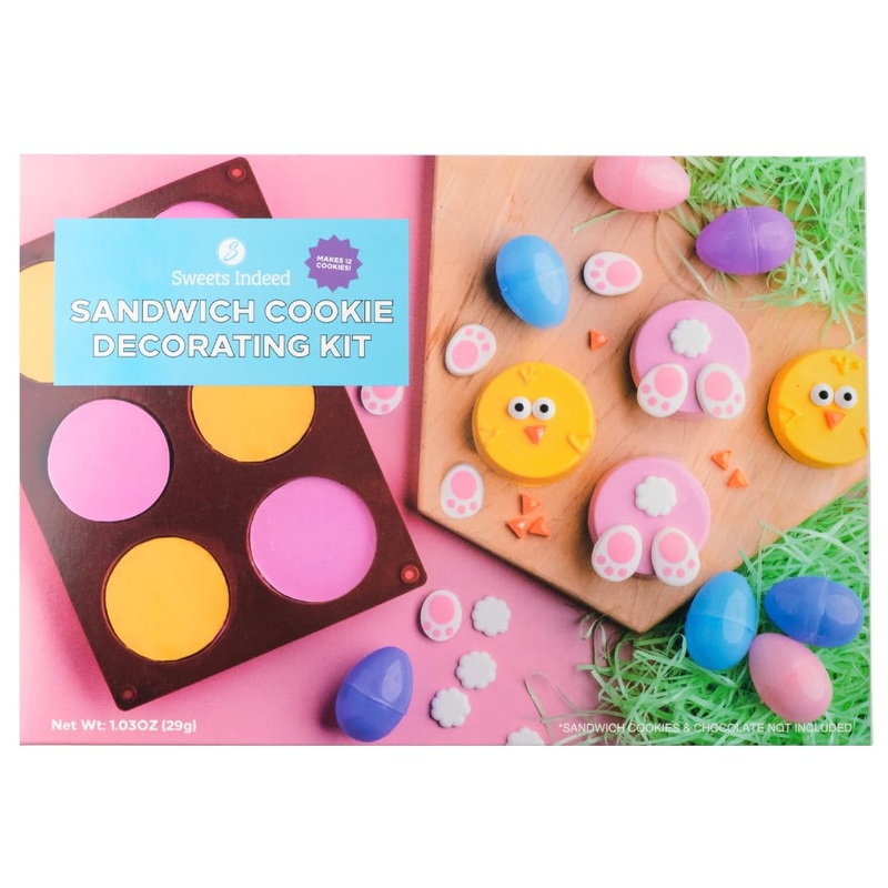 Sweets Indeed Easter Silicone Oreo Mold With Candy Sprinkles And Shapes Bunny Tails Eyes Beaks Decorates 12 Cookies Perfect For